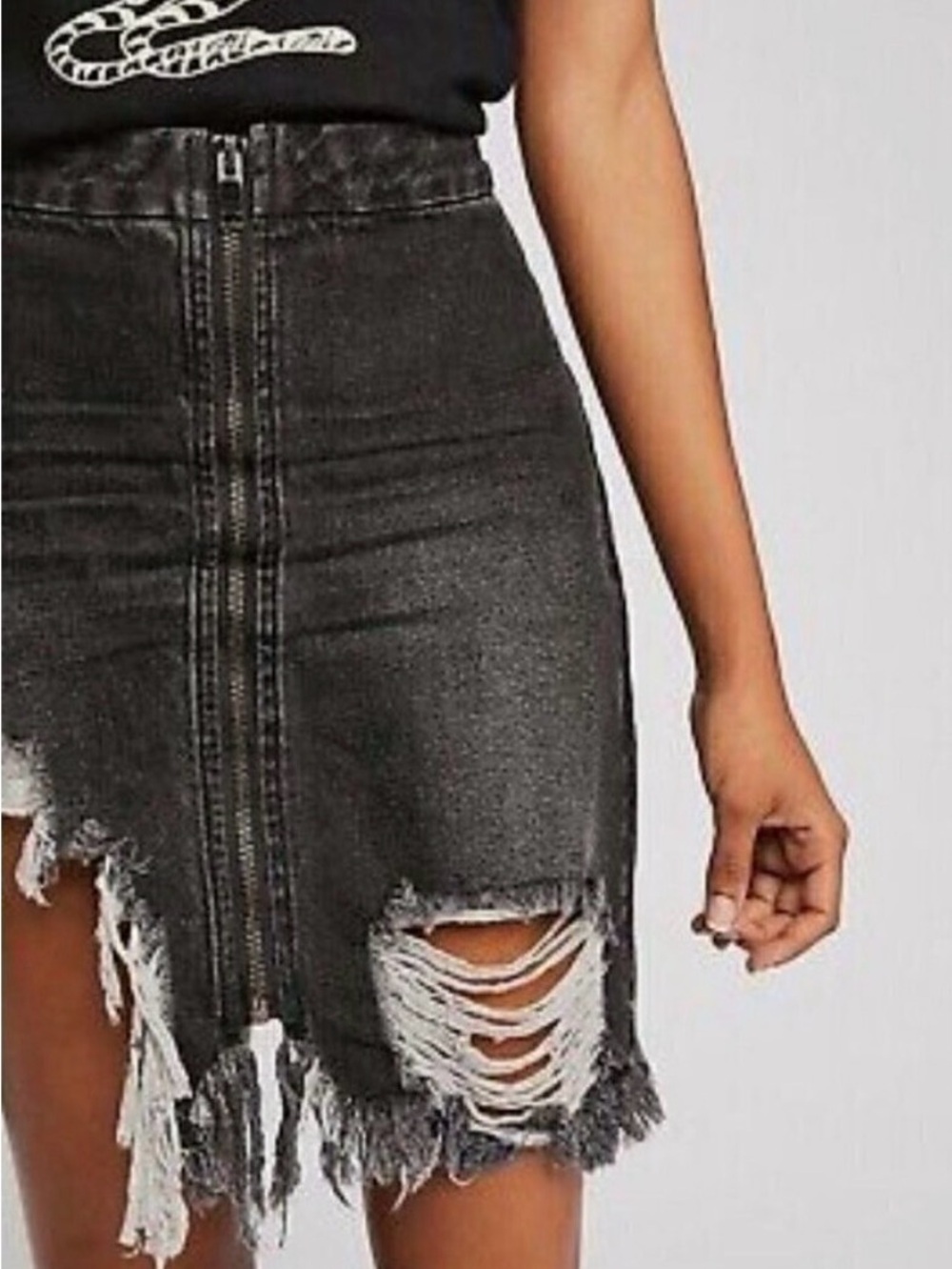 NWOT One Teaspoon Vixen High Waist A line skirt distressed denim